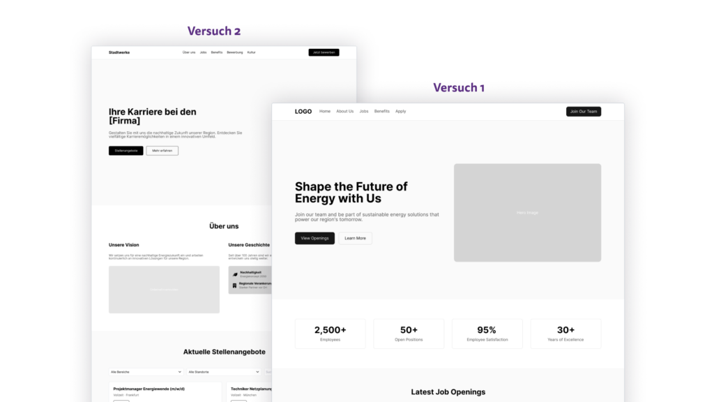 KI generierte Wireframes